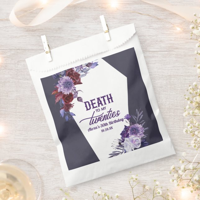 Death To My Twenties Floral 30th Birthday Party Favour Bag (Clipped)