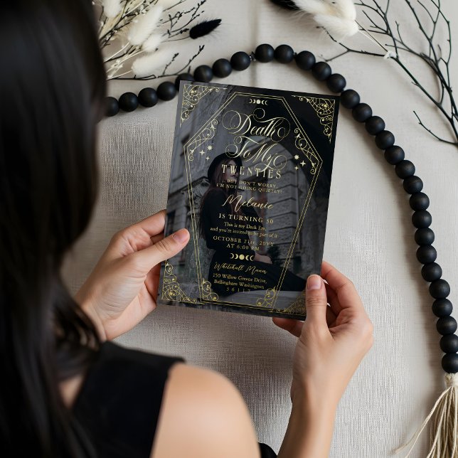 Death to My Twenties Gothic Coffin Birthday Party (Death to My Twenties Gothic Coffin Birthday Party Foil Invitation)