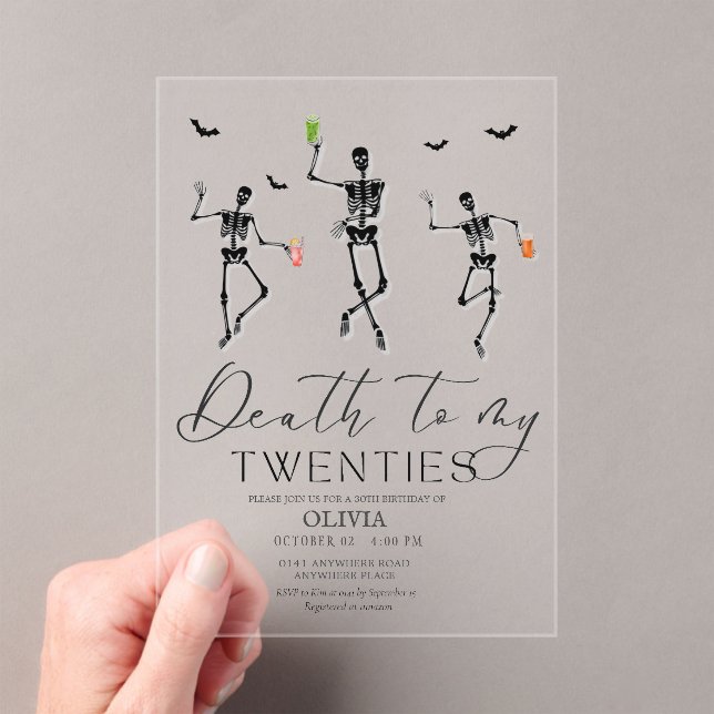 Death to my twenties Halloween 30th birthday  Acrylic Invitations (Insitu (Handheld))