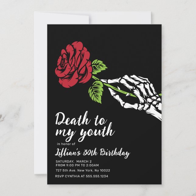 Death to My Youth Birthday Invitation (Front)