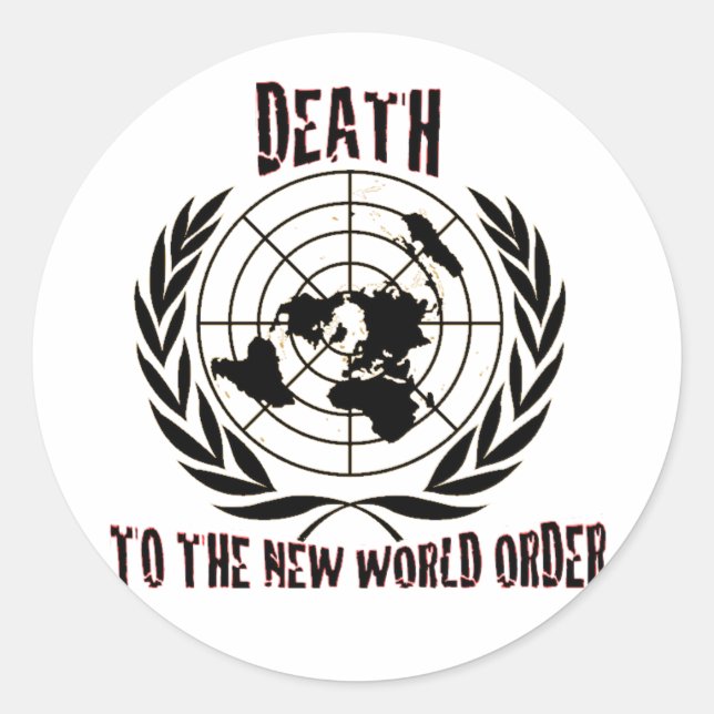 DEATH TO THE NEW WORLD ORDER CLASSIC ROUND STICKER (Front)