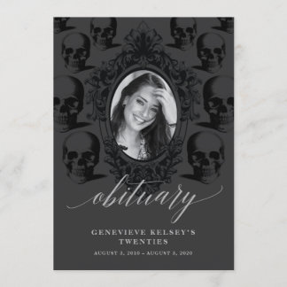 Death to Your 20's Obituary Card