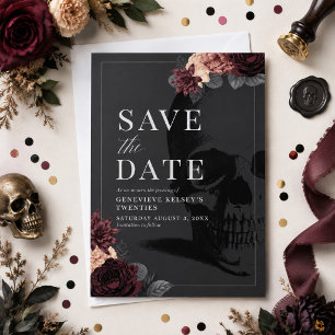 Death to your 20's Party Save the Date with Flower Invitation
