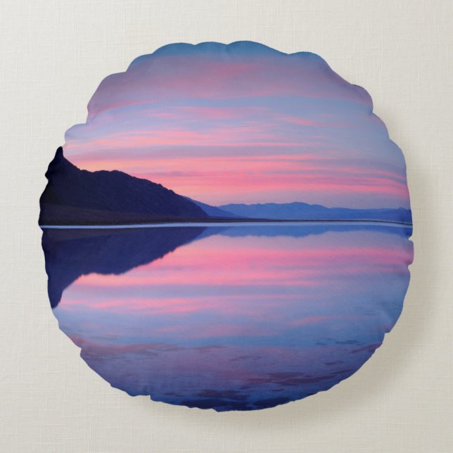 Death Valley National Park. Badwater at dawn Round Pillow (Front)