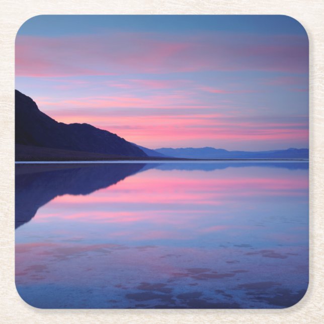Death Valley National Park. Badwater at dawn Square Paper Coaster (Front)