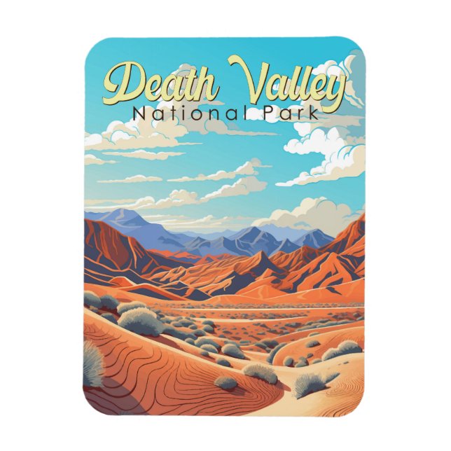 Death Valley National Park Illustration Retro Magnet (Vertical)