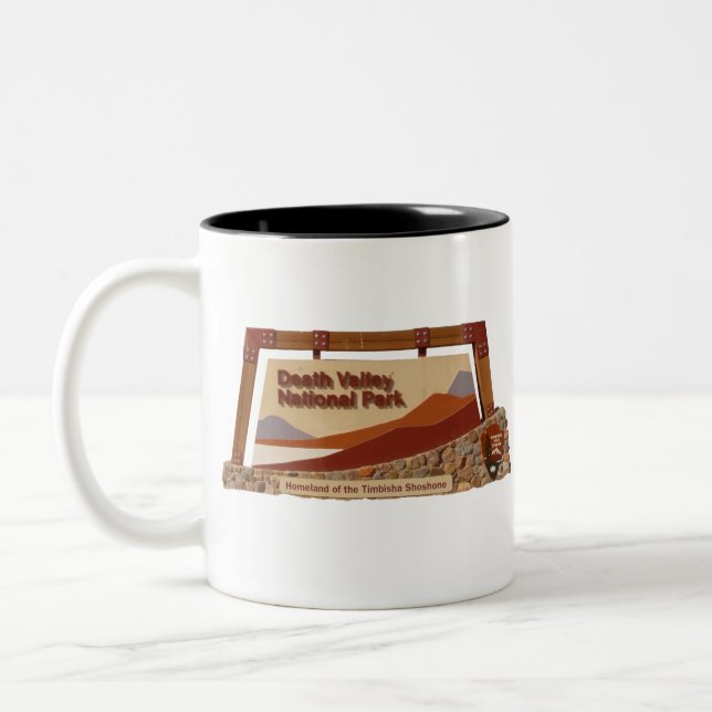 Death valley National Park sign Two-Tone Coffee Mug (Left)
