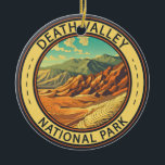 Death Valley National Park Vintage Travel Art Ceramic Ornament<br><div class="desc">Death Valley vector artwork design. The park is known for Titus Canyon,  with a ghost town and colourful rocks,  and Badwater Basin’s salt flats,  North America’s lowest point.</div>