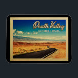 Death Valley National Park Vintage Travel Magnet<br><div class="desc">Vintage travel style Death Valley California Nevada featuring a gorgeous mountain view with winding highway into the distance.</div>
