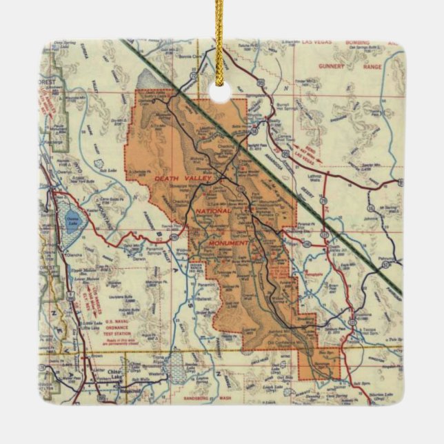Death Valley Vintage Map Ceramic Ornament (Back)