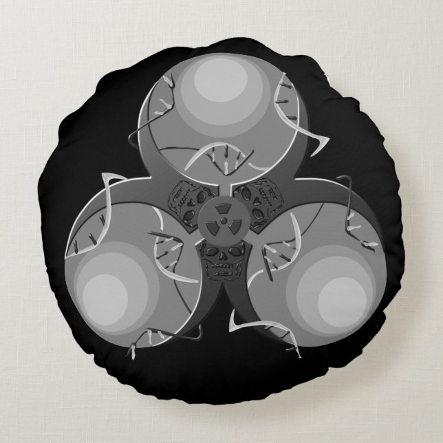 Death Virus Biohazard Round Pillow (Back)