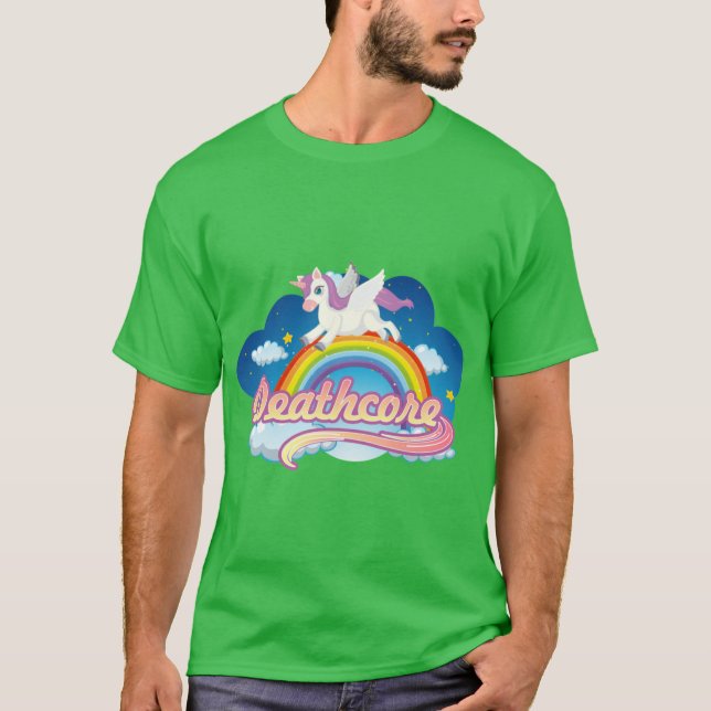 Deathcore Rainbow Unicorn funny T-Shirt (Front)