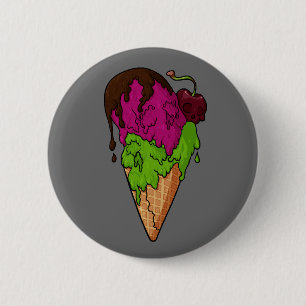 Deathly Sweet Berry Skull Ice Cream 2 Inch Round Button