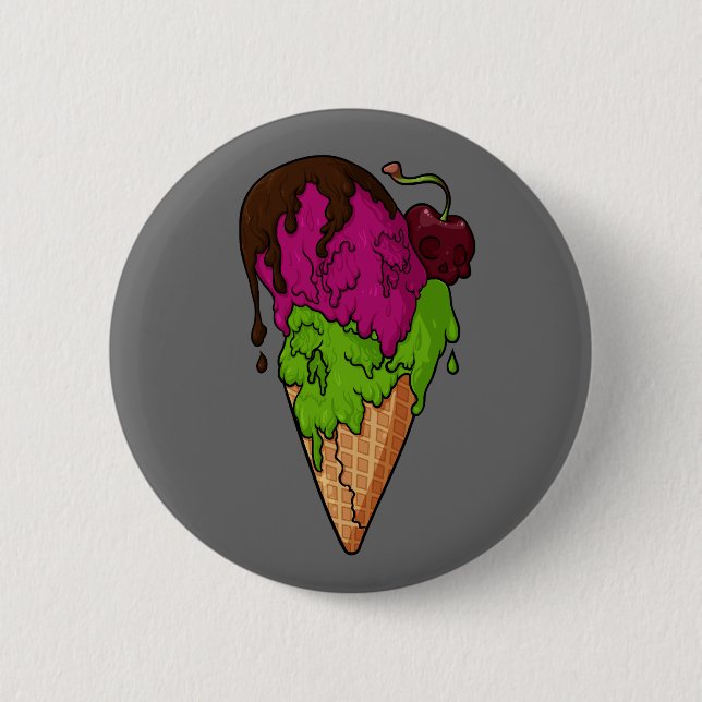 Deathly Sweet Berry Skull Ice Cream 2 Inch Round Button (Front)