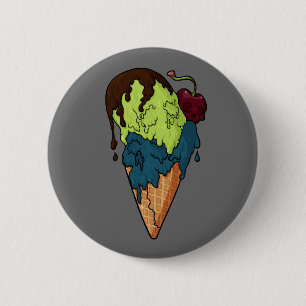 Deathly Sweet Mystery Skull Ice Cream Button