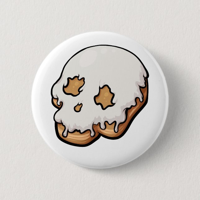 Deathly Sweet Skull Doughnut 2 Inch Round Button (Front)