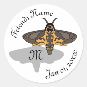 Death's Hawk Head Monogram Classic Round Sticker