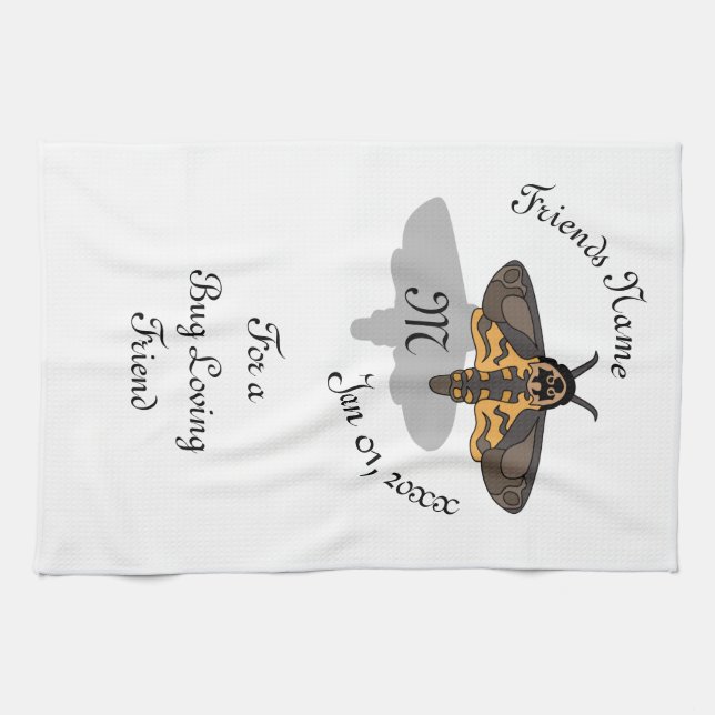 Death's Hawk Head Monogram Kitchen Towel (Horizontal)