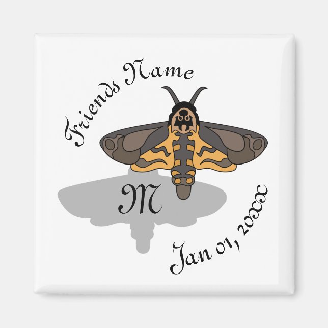 Death's Hawk Head Moth Monogram Magnet (Front)