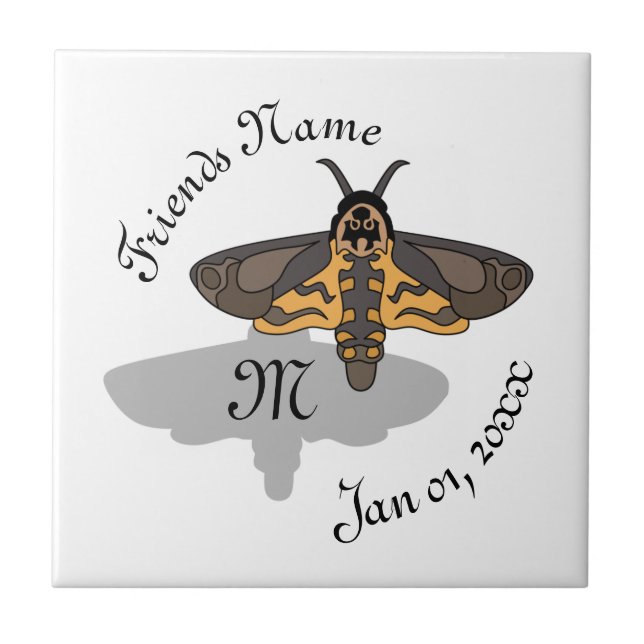 Death's Hawk Head Moth Monogram Tile (Front)