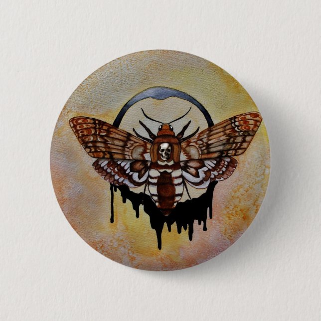 Death's Head Hawk Moth 2 Inch Round Button (Front)