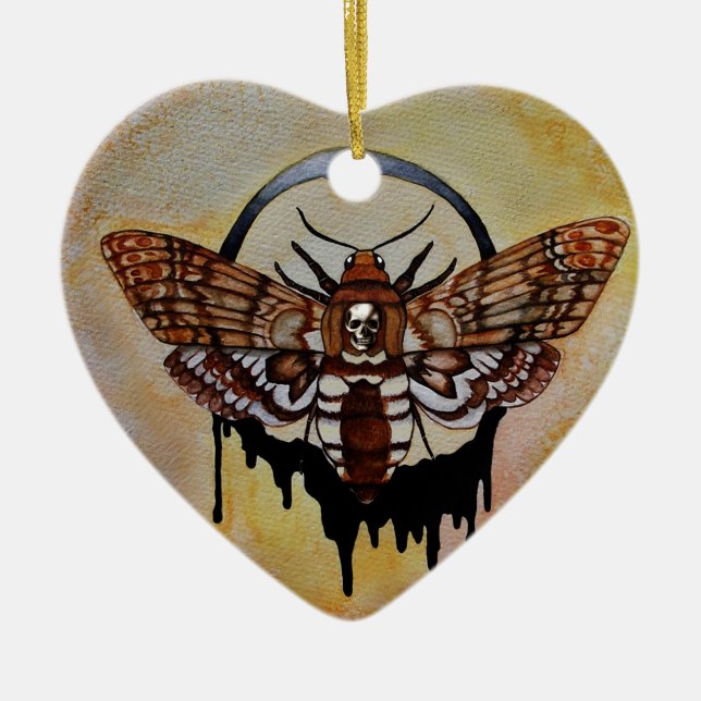 Death's Head Hawk Moth Ceramic Ornament (Front)