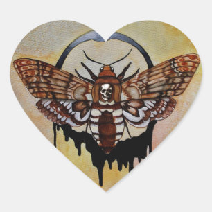 Death's Head Hawk Moth Heart Sticker
