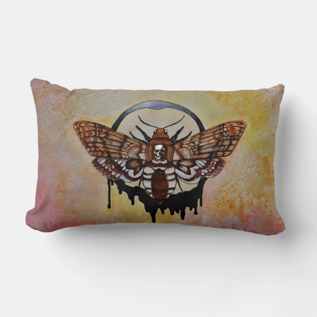 Death's Head Hawk Moth Lumbar Pillow (Front)