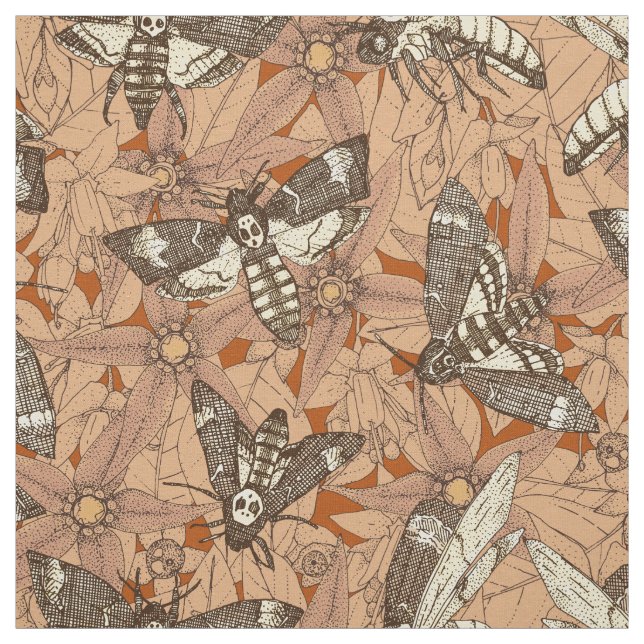 Death's-head hawkmoth rust fabric (Swatch)