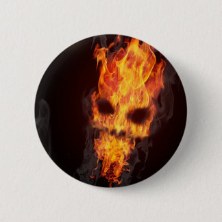 Death's head in flames swipes in 2 inch round button
