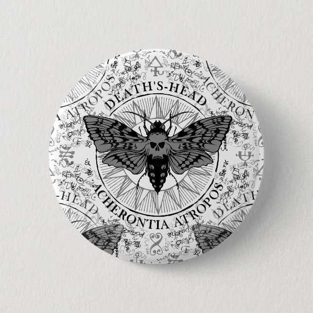 deaths head moth 2 inch round button (Front)