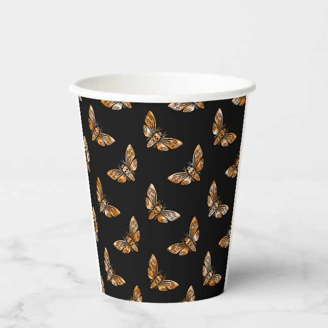 Death's Head Moth Pattern Paper Cups (Front)
