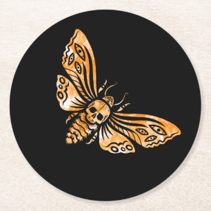 Death's Head Moth Round Paper Coaster