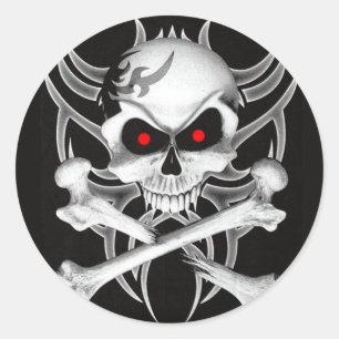 Death's Skull and Crossbones Classic Round Sticker