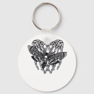 Deathshead Moth Classic - Skeleton Hand Heart Keychain
