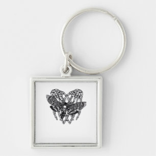 Deathshead Moth Classic - Skeleton Hand Heart Keychain