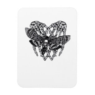 Deathshead Moth Classic - Skeleton Hand Heart Magnet