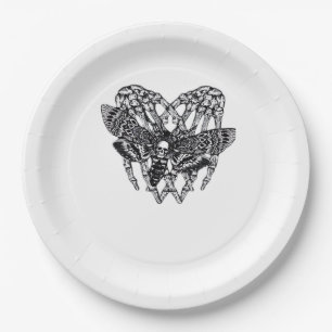 Deathshead Moth Classic - Skeleton Hand Heart Paper Plate