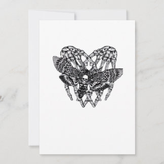 Deathshead Moth Classic Skeleton Hand Heart Style Holiday Card