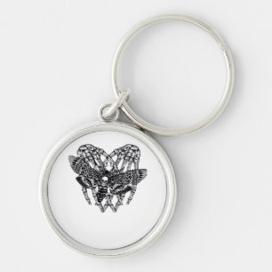 Deathshead Moth Classic Skeleton Hand Heart Style Keychain
