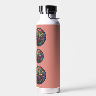D'eau Bouteille Isotherme en Cuivre Thor Fleurs en Verre