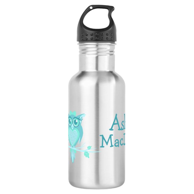 D'eau En Acier Inoxydable Petit hibou aqua menthe enfants boit bouteille (Devant)