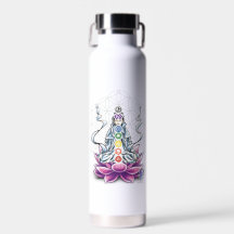 Fleur de vie, chakra, déesse boire une bouteille d