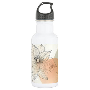 D'eau Ligne florale minimaliste Tons neutres Bouteille d
