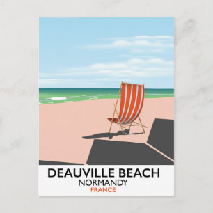Deauville Beach france seaside poster. Postcard