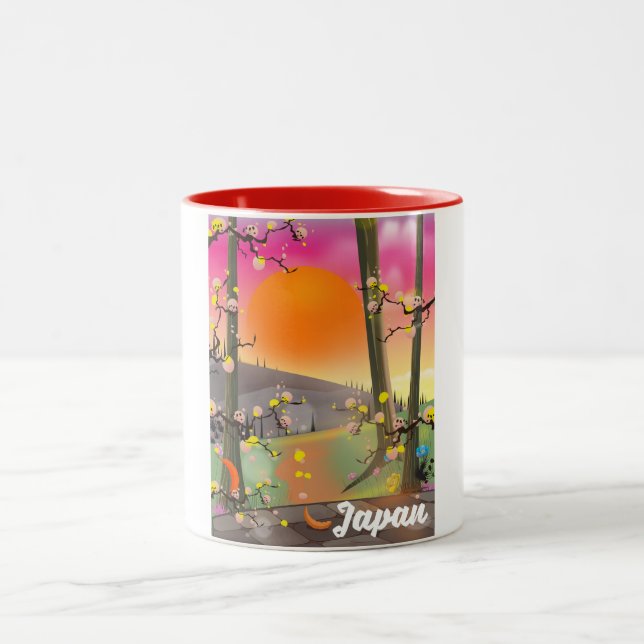 Deauville Beach france seaside poster. Two-Tone Coffee Mug (Center)