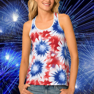 Débardeur Fun Tie Dye Motif rouge blanc bleu