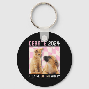 Debate Election 2024 Pets Dog Cat They're Eating W Keychain