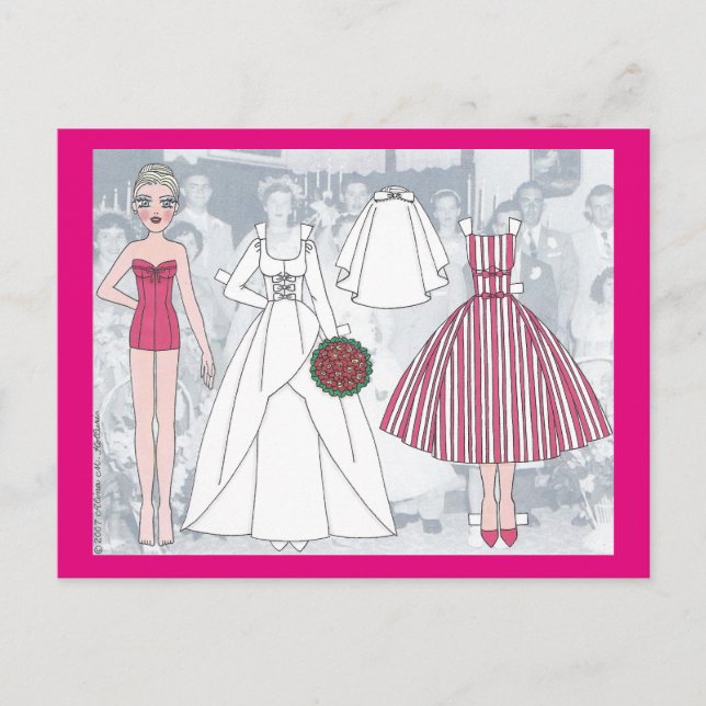 Debbie, A Young Bride of 1958 Paper Doll Postcard (Front)