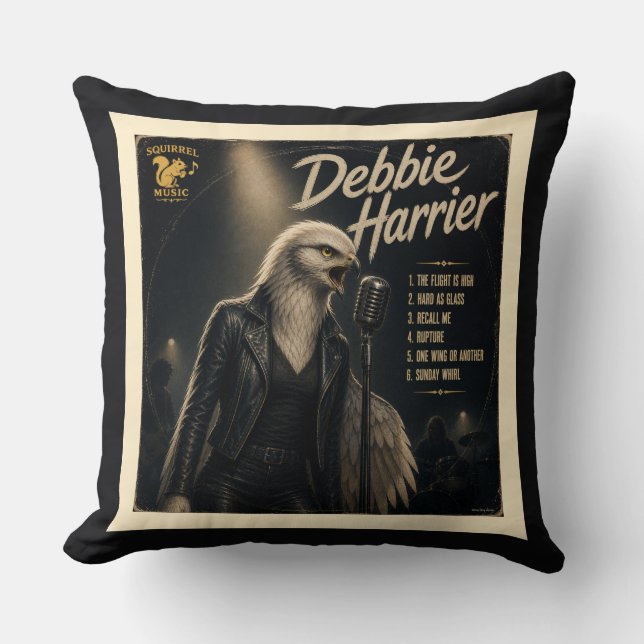 Debbie Harrier Album: a Parody Throw Pillow (Front)